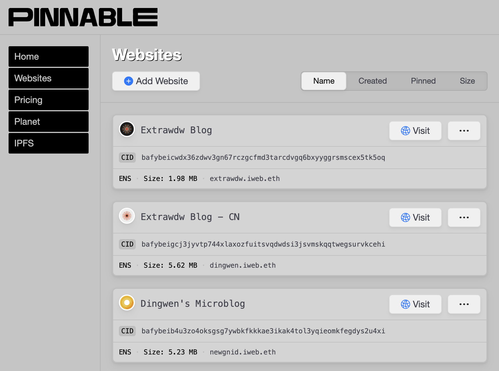 Pinnable
